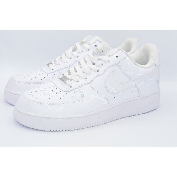 Nike Air Force 1 AF1 NEW Design White Reflective Lightning Custom Shoes 10.5 - Picture 2 of 11